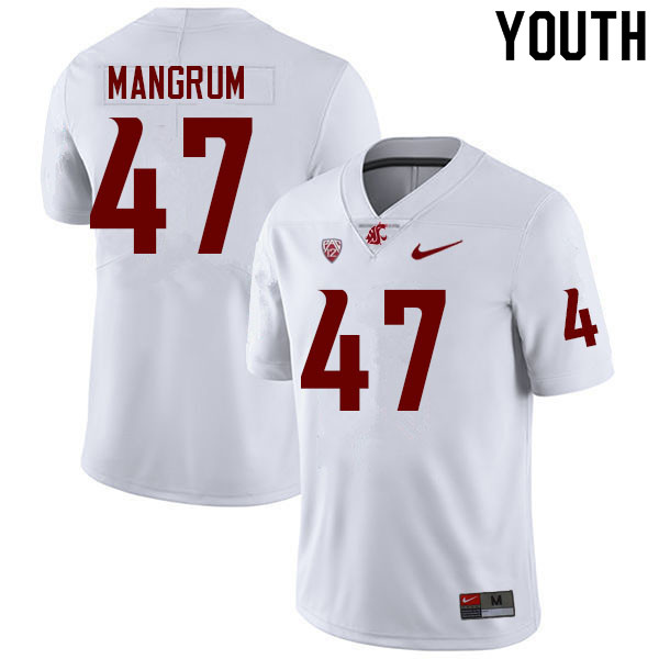 Youth #47 Okoye Mangrum Washington State Cougars College Football Jerseys Sale-White - Click Image to Close